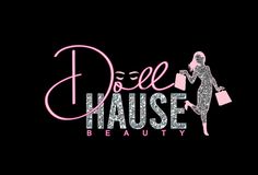 the logo for dele hause beauty, which is featured in pink and silver glitter