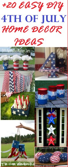 the fourth of july home decor ideas with red, white and blue decorations on display