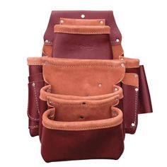 three different colored leather pouchs stacked on top of each other