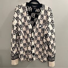 Very Stylish And Fashionable Bought From Ssense For $825 Black Graffiti Print Long Sleeve Outerwear, Sweaters & Cardigans, Cardigans, Sweaters For Women, Black White, Black And White, Women Shopping, White, Black