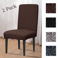 the chair covers are brown and black with two different patterns on it, along with 2 matching colors