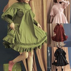 #ad Find ideas�and inspiration for Women Dress Pleated Frill Dress Summer Shirt Swing Smock Princess Dress Tops, Fashion Summer Clothing Lace Lanterns, Girl Halloween Costume, Vestidos Retro, Sukienki Plus Size, Girls Black Dress, Crop Top With Jeans, Halter Top Dresses, Japanese Dress, Girl Halloween