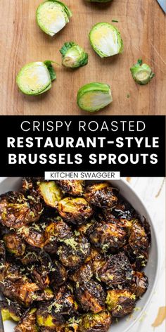 crispy roasted restaurant - style brussels sprouts are the perfect side dish for brussel sprouts