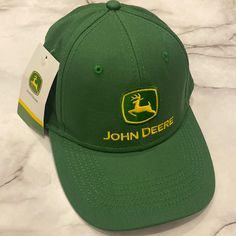 New With Tag John Deere Dad Hat Classic Green Logo Adjustable Back Brand New Great Shape Green Spring Baseball Cap With Short Brim, Yellow Flat Brim Baseball Cap For Spring, Yellow Casual Baseball Cap With Short Brim, Classic Green Baseball Cap For Outdoor, Green Adjustable Dad Hat, Green Vintage Dad Hat For Outdoor, Classic Green Visor Hats, Green Casual Dad Hat With Embroidered Logo, John Deere Hat