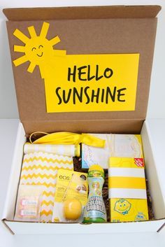 the hello sunshine box is packed with food