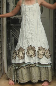 Linen Flower, Layered Bow, Stil Boho, Estilo Hippie, Lace Layers, Flower Lace, Linen Dresses