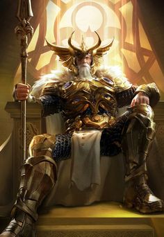 Odin On Throne, Odin Concept Art, Odin Throne, Earth Trn840, Odin Comics, Gods Concept Art, Odin Marvel, Odin Art, Odin Allfather