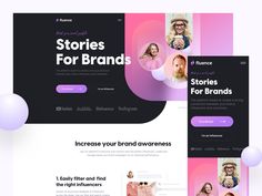 an image of a website page with the words stories for brands and images on it