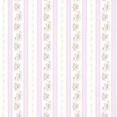 a pink and white striped wallpaper with flowers