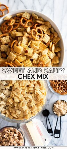 sweet and salty chex mix in a bowl