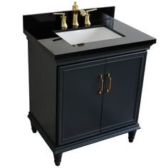 It features stunning bathroom vanities that can seamlessly integrate with any home design. The classic simplicity and elegance of this beautifully crafted piece of furniture will be a highly appreciated focal point in your bathroom. The cabinet doors open to large storage space and an interior drawer that can be configured to fit any personal needs. The hidden drawer is constructed with an English dovetail and includes built-in wood drawer dividers for easy and functional organization. The drawe Black Galaxy Granite, Functional Organization, Galaxy Granite, Hidden Drawer, Vanity Shelves, Freestanding Vanity, Sink Sizes, Vanity Drawers, Wooden Vanity