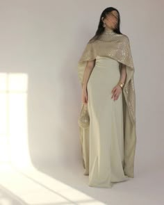 Wedding Guest Dress Arab, Hijabi Party Dress, Elegant Gold Abaya For Formal Occasions, Fancy Modest Dresses, White Dress Hijab, Elegant White Formal Abaya, Elegant Gold Abaya, Modest Wedding Guest Dress, Elegant Long Sleeve Cream Abaya