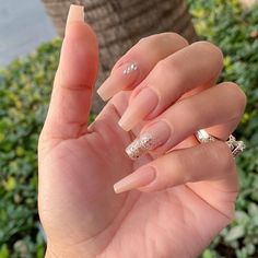 Nude Nail Designs, Bling Acrylic Nails, Short Acrylic Nails Designs, Chic Nails, Short Acrylic Nails