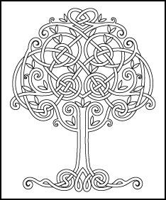 the celtic tree of life is shown in black and white