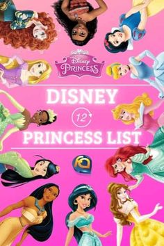 the disney princesses list is shown in pink