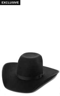 Classic Black Wool Hat, Black Curved Brim Top Hat For Rodeo, Black Wool Hat For Rodeo, Classic Black Wide Brim Costume Hat, Black Wool Hat Band For Rodeo, Black Wool Rodeo Hat, Black Wool Hat With Curved Brim, Adjustable Black Fur Felt Hat, Black Wool Top Hat With Curved Brim