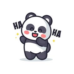 a panda bear with the word ah on it's chest and its arms crossed