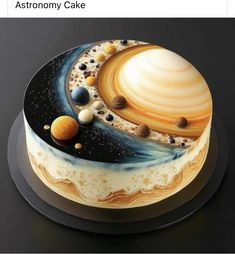 a cake with an image of the solar system on it