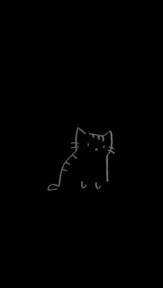 a drawing of a cat on a black background