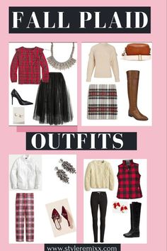 Learn how to style plaid pants, shirt, and skirt outfits this Fall. Patterned outfit ideas to try this holiday season and throughout the year, especially in the fall. You can style with these festive plaid outfits without looking like a lumberjack. These plaid pants, plaid skirt, and plaid shirt can be worn so many ways. Get inspired and try these plaid fashion to compliment your best autumn, winter, Christmas, or holiday outfits. Check out www.styleremixx.com for more inspiration. How To Style Plaid Pants, Style Plaid Pants, Plaid Outfits Fall, Shirt And Skirt