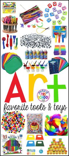 an art and craft project with lots of colorful items to make it look like they're