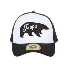 Represent your family in style with this cute trucker hat designs featuring a classic bear design. Size: One Size.  Color: White.  Gender: male.  Age Group: adult. Trucker Hat Designs, Cute Trucker Hat, Papa Bear, Bear Design, Hat Designs, Cloth Bags, Gravity, Trucker Hat, Age Group