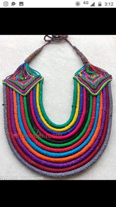 Crochet Necklace, Statement Necklace, Crochet, Fabric