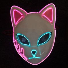 EL Anime Cat Mask Pink and Aqua | PartyGlowz.com Cute Masks, Cute Mask, Pink Mask, El Wire, Half Mask, Costume Parties, Halloween Mask, Cat Mask, Wire Lights