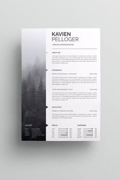 a clean and modern resume template with minimal lines on the cover, in black and white