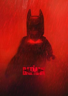 the lego batman movie poster with red lights