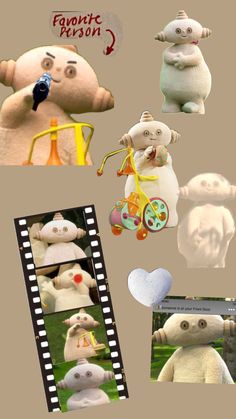 several images of stuffed animals and film strips with the caption'favorite films'written on them