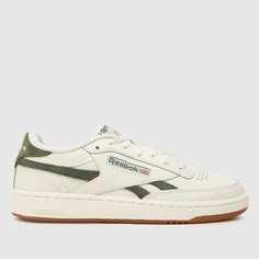 Womens White & Green Reebok Club C Revenge Trainers | schuh Reebok Revenge Club C, Casual Shoes Aesthetic, Reebok Womens Shoes, Brown Reebok Shoes, Cool Trainers Women, Reebok Club C Revenge Outfit, Cute Trainers, Women’s Trainers, Womens Sneakers 2024