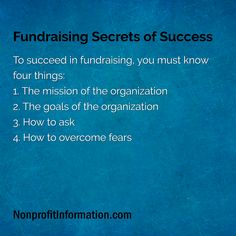 a blue background with the words, fundraisers secrets of success to be successful in funding you must know four things