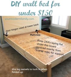 a bed frame with instructions for how to build it in the living room and bedroom