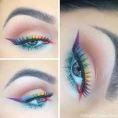 Pride Eyeliner, Basic Eyeliner, Hd Make Up, Colorful Eyeliner, Eyeliner Ideas, Eyeliner For Beginners, Pride Makeup, Perfect Eyeliner, White Eyeliner