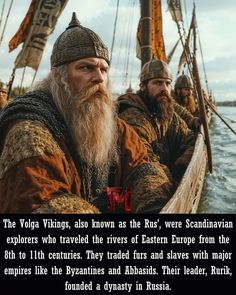 two men on a boat in the water with a quote about viking kings, also known as the east - eastern explorer