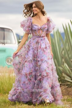 Sherri Hill Floral Print Ruffle Dress 55541 – Terry Costa Floral Print Gowns, Dress Shops, Chic Jumpsuit, Floral Prom Dresses, Sherri Hill Prom Dresses, Prom Dress Stores, Printed Gowns, Prom Dress Styles, Floral Gown