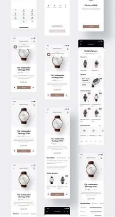 the website design is designed to look like it has many different types of watches on display