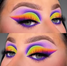 Eye makeup/ eye shadow looks/ violet/purple/ lavender Flirty Eyes, Crazy Eye Makeup, Makeup Collage, Rainbow Eye Makeup, Bold Eye Makeup, Eye Makeup Styles, Lip Color Makeup, Brow Pen, Pride Makeup