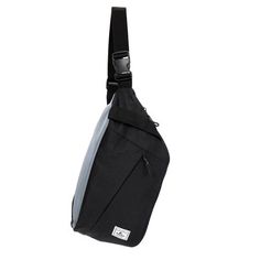 a black and grey bag hanging from the side