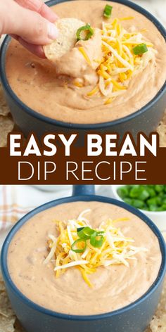 an easy bean dip recipe with cheese and green onions