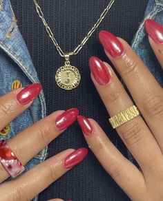 Chrome Nail Colors, Red Chrome Nails, Kutek Disney, August Nails, Smink Inspiration, Makijaż Smokey Eye, Red Nail