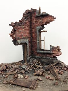 ArtStation - Diorama - Destroyed Building, Miyeon Kim 40k Terrain, Wargaming Terrain, Military Diorama, Environment Design, Environment Concept Art, Metal Artwork, Collage Art, Game Art