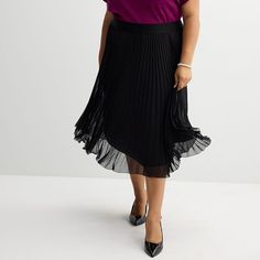 Elevate your style and wardrobe with this women's plus size Nine West pleated chiffon midi skirt.Click on this WOMEN'S GUIDE to find the perfect fit and more! Elevate your style and wardrobe with this women's plus size Nine West pleated chiffon midi skirt.Click on this WOMEN'S GUIDE to find the perfect fit and more! FEATURES A-line silhouette Ruffled hem No closure - pull-on styling Fully linedFIT & SIZING Classic fit 31-in. length Midi length hits below the knee High rise sits below the natural Chiffon Midi Skirt, Petite Size Chart, Pleated Chiffon, Womens Size Chart, Bottom Clothes, Elevate Your Style, Petite Size, Ruffle Hem, Nine West