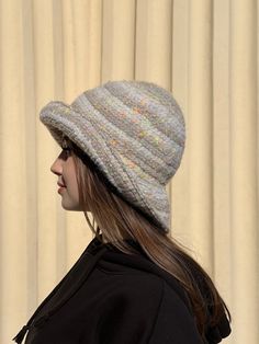 "Chunky knit bucket hat wide brim womens hat crocheted  yarn of 70% wool and 30% acrilic.  The stylish chunky panama  is fashionable accessory. Light, very varm  holds shape fisherman's bucket hat.  HANDMADE 100%  👒Band size soft wool bucket hat:  56 -57cm (22-22.5\"), Lenght: 25cm / 10inches. It's absolutely new knit bucket hat, never used, wasmade now. This is a Chunky bucket hat that is Ready to ship! Hand wash at lukewarm water max 30`C. Dry flat. Ironing allowed. The colors in photos may s One Size Winter Brimmed Hat, Winter Crochet Hat With Short Brim, Warm Wool Brimmed Hat, Winter Brimmed Hat One Size, Beige Curved Brim Crochet Hat For Winter, Brimmed Yarn Hats For Winter, Knitted Wide Brim Cloche Hat For Winter, Wide Brim Yarn Hat For Winter, Brimmed Yarn Bucket Hat