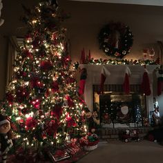 a decorated christmas tree in a living room