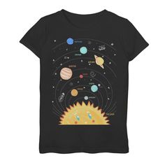 She'll love showing off her style with this girls' Planets Named And The Sun Sketch Graphic Tee.  Crewneck Short sleevesFABRIC & CARE Cotton Machine wash Imported She'll love showing off her style with this girls' Planets Named And The Sun Sketch Graphic Tee.  Licensed Character  She'll love showing off her style with this girls' Planets Named And The Sun Sketch Graphic Tee. Size: Small. Color: Black. Gender: female. Age Group: kids. Sun Sketch, Teacher Outfits, Styles Inspiration, How To Show Love, Her Style, Fabric Care, Planets, Graphic Tee, The Sun