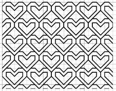 a pattern with hearts in the middle, and lines on top of eachother