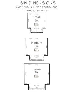 three boxes with numbers and measurements for each one, including the number 1, 2, 3