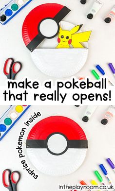 paper plate crafts with the words make a pokeball that really opens